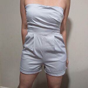 Cute Classy Women's Strapless Silver Romper